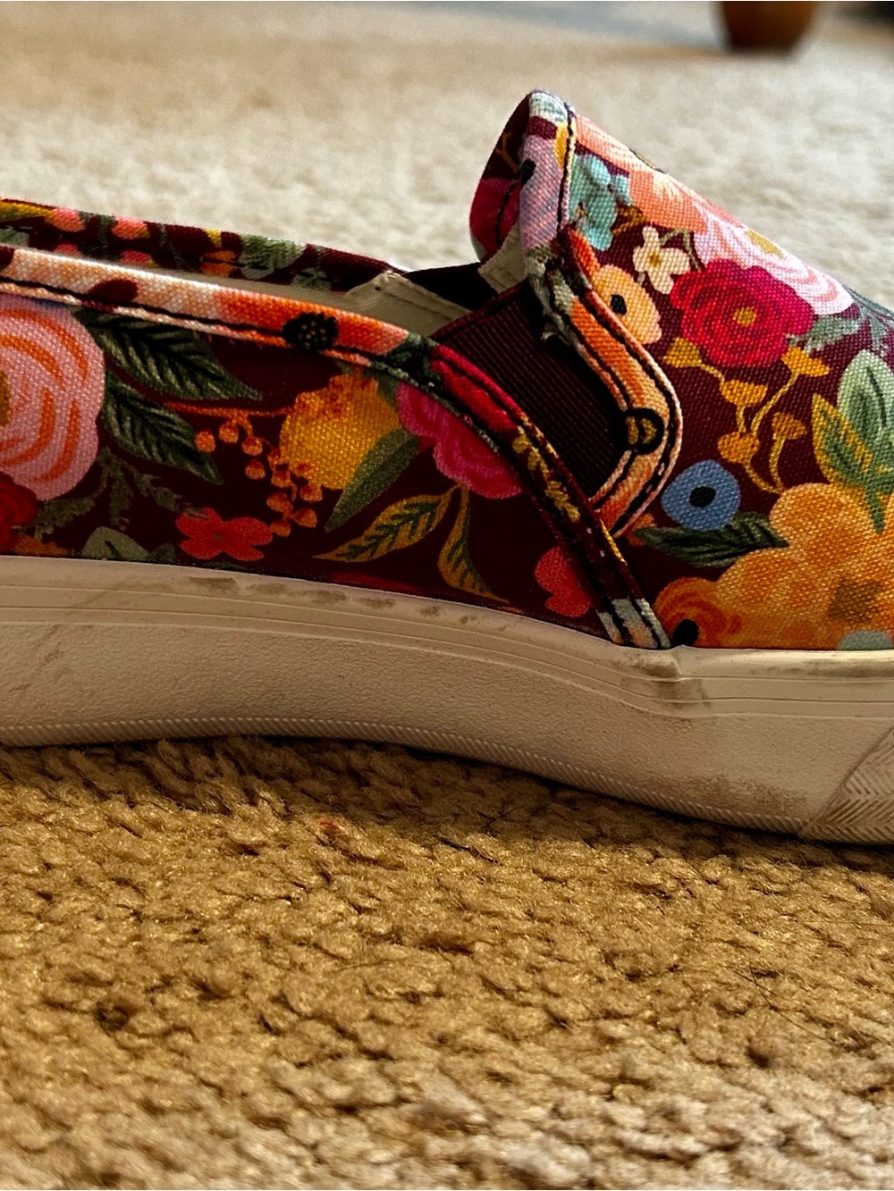 Keds Floral Slip-On Sneakers in Burgundy Multicolor - Picture 4 of 8